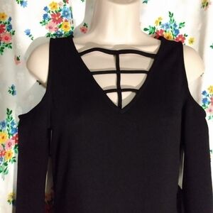 Bold Elements Women's Dress, sz S,  Black, long sleeve open shoulder, NWT